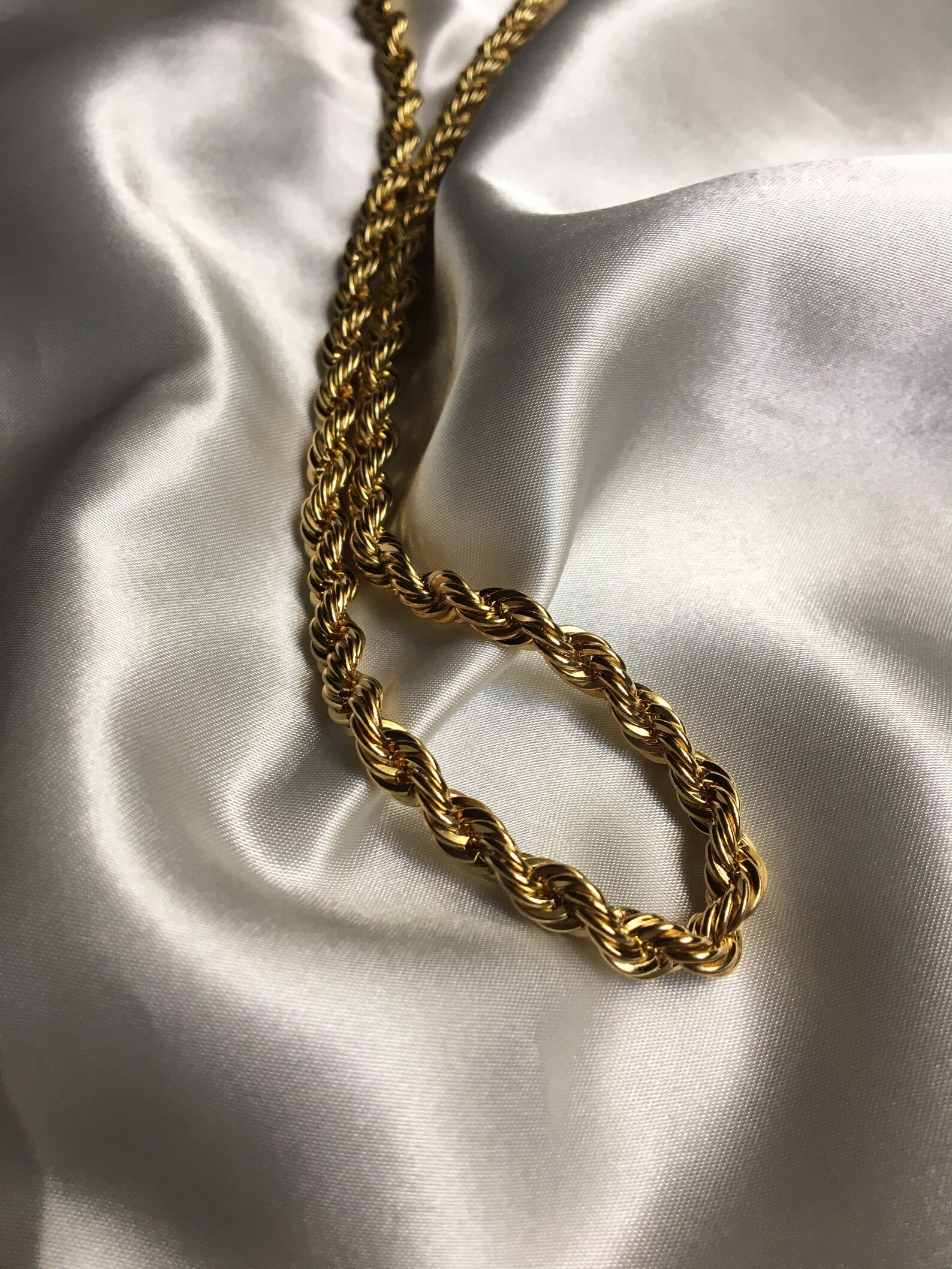 Vintage Gold Rope Chain Necklace Jewelry 14KGP Etsy
