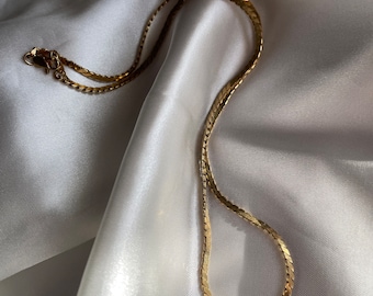 Vintage Gold Tone Cobra Chain Necklace, Retro Costume Jewelry