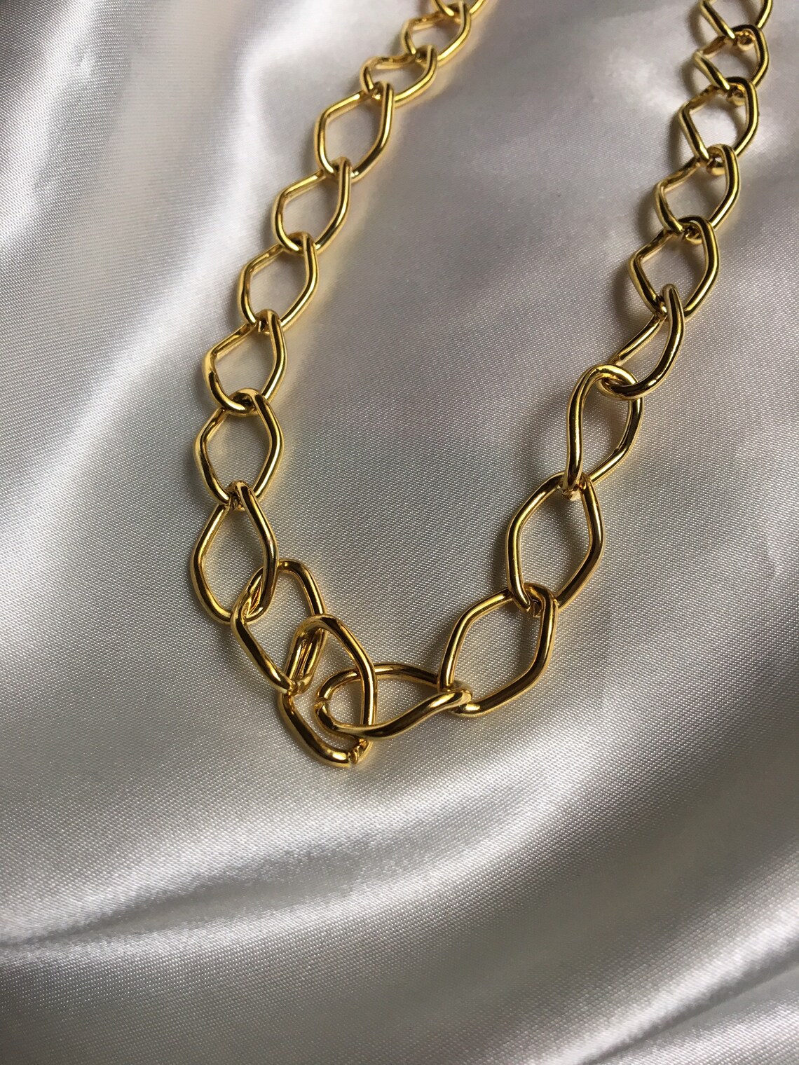 Vintage Monet Gold Link Chain Necklace Monet Jewelry Wide | Etsy