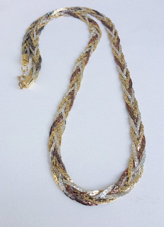 Vintage Gold Necklace Braided Chain Gold Vintage Jewelry Etsy