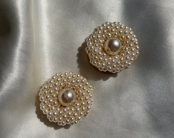 Vintage Bluette Faux Pearl Shoe Clips, Shoe Accessories, Shoe Jewelry, Vintage Pearl Jewelry