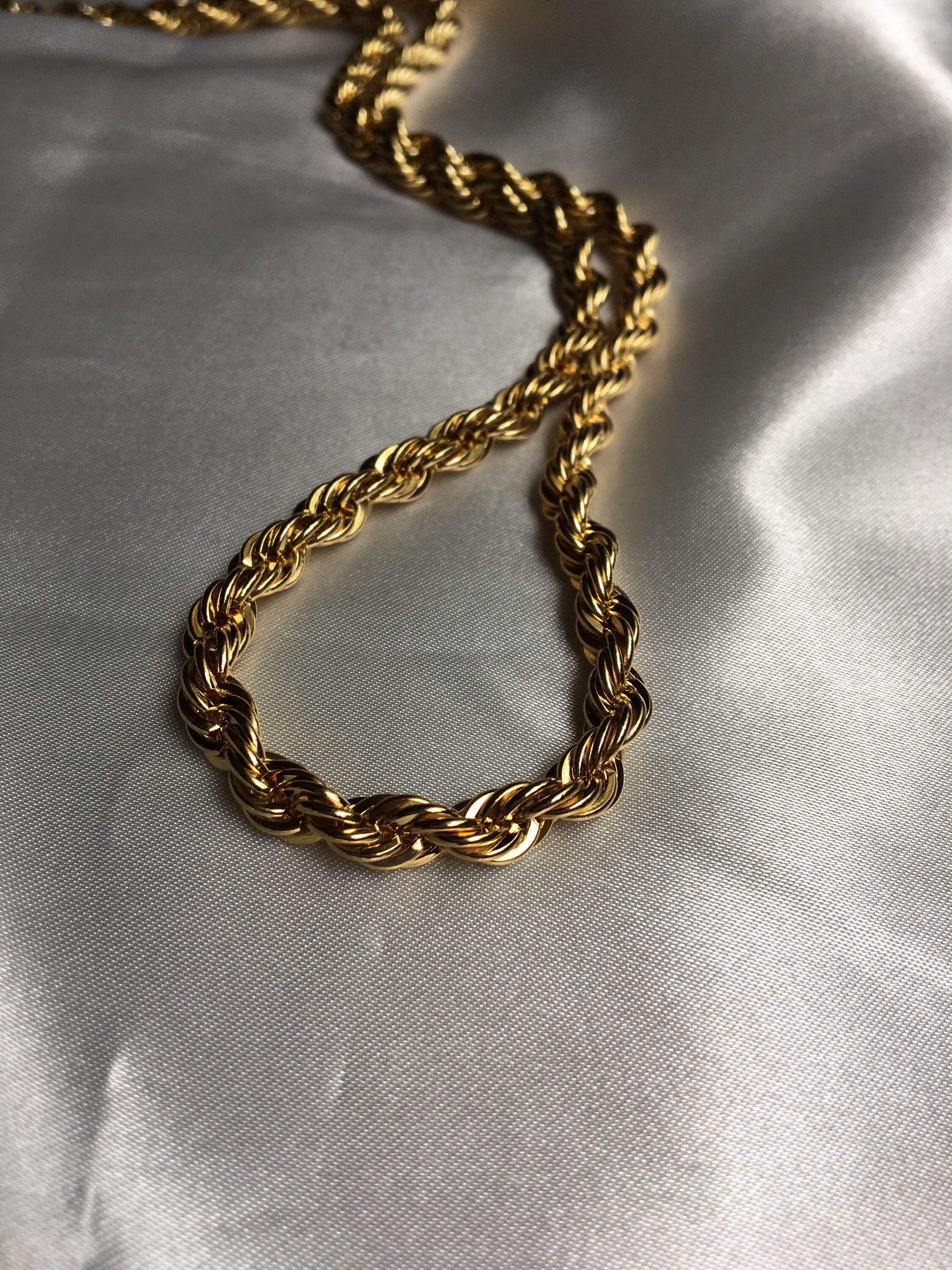 Vintage Gold Rope Chain Necklace Jewelry 14KGP Etsy