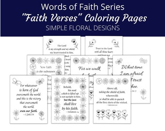 Bible Verse Coloring Pages | Faith Verses Set 1 | Simple Floral |What Does Faith Mean? | Words of Faith Series | PDF, Letter size (8.5x11)