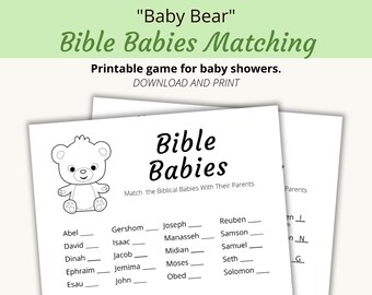 Bible Babies Printable Matching Baby Shower Game | "Baby Bear" | PDF, Letter size (8.5x11) |