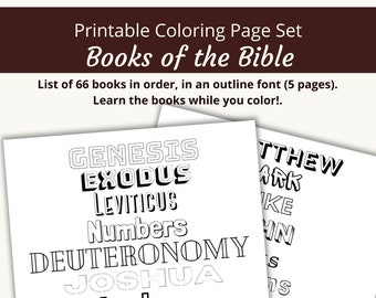 Simple Books of the Bible Coloring Pages | Color the 66 Books of the Old and New Testaments | PDF, Letter size (8.5x11) |