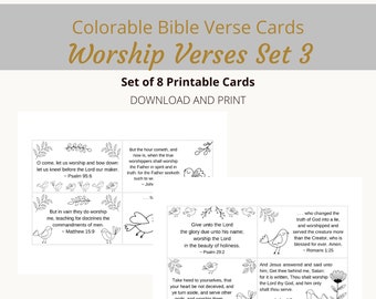 Worship Verses Bible Verse Cards | Set 3, 8 Verses | Colorable Bird Theme | Words of Faith Series | PDF, Letter size (8.5x11) |