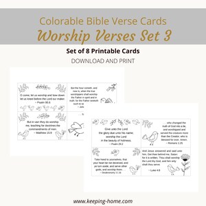 Versículos de Adoración Tarjetas de Versículos Bíblicos / Set 3, 8 Versículos / Tema de Aves Colorables / Serie Palabras de Fe / PDF, Tamaño Carta (8.5x11) /