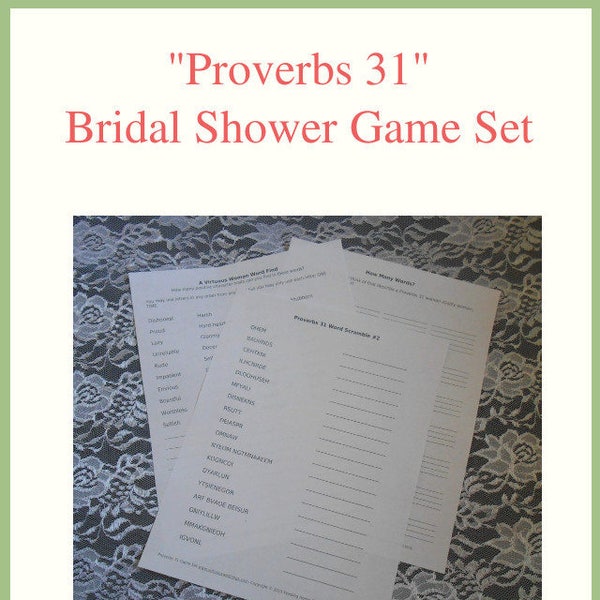 Proverbs 31 Bridal Shower Games and Activities, Printable