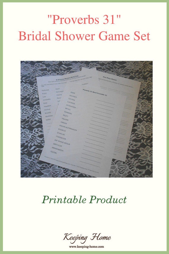 Proverbs 31 Bridal Shower Games and Activities, Printable