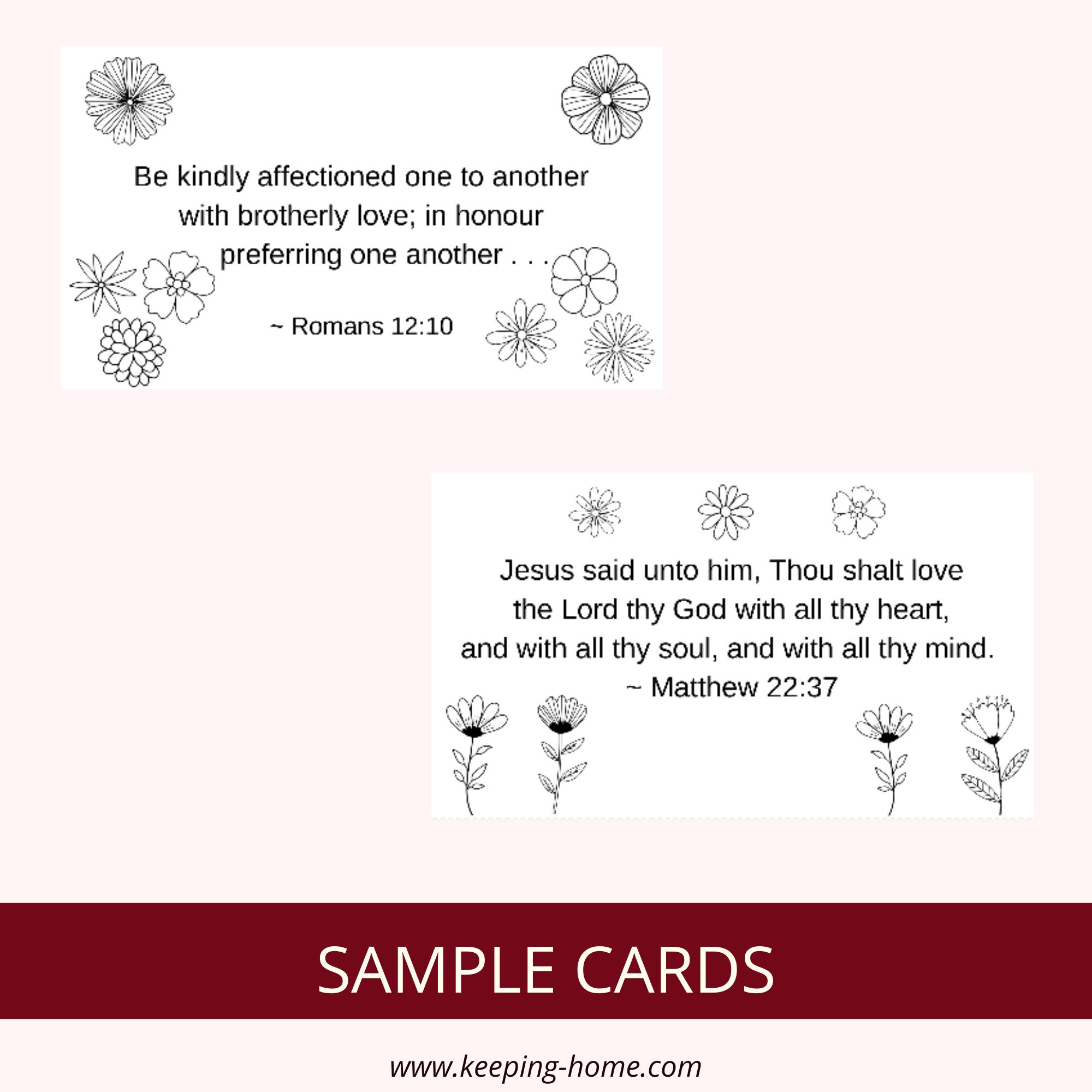 Love Verses Bible Verse Cards | Set 1, 8 Verses | Colorable Floral ...