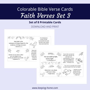 Cartões de versículos bíblicos Faith Verses | Conjunto de 3, 8 versículos | Tema de pássaros para colorir | Série Palavras de Fé | PDF, tamanho carta (8,5x11) |