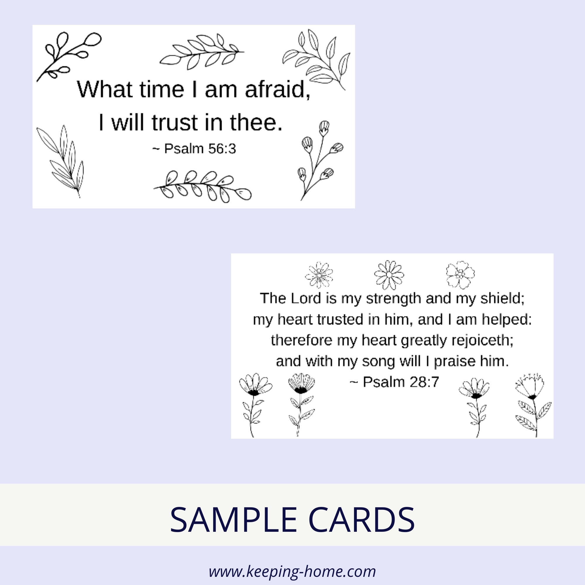 Faith Verses Bible Verse Cards | Set 1, 8 Verses | Colorable Floral ...