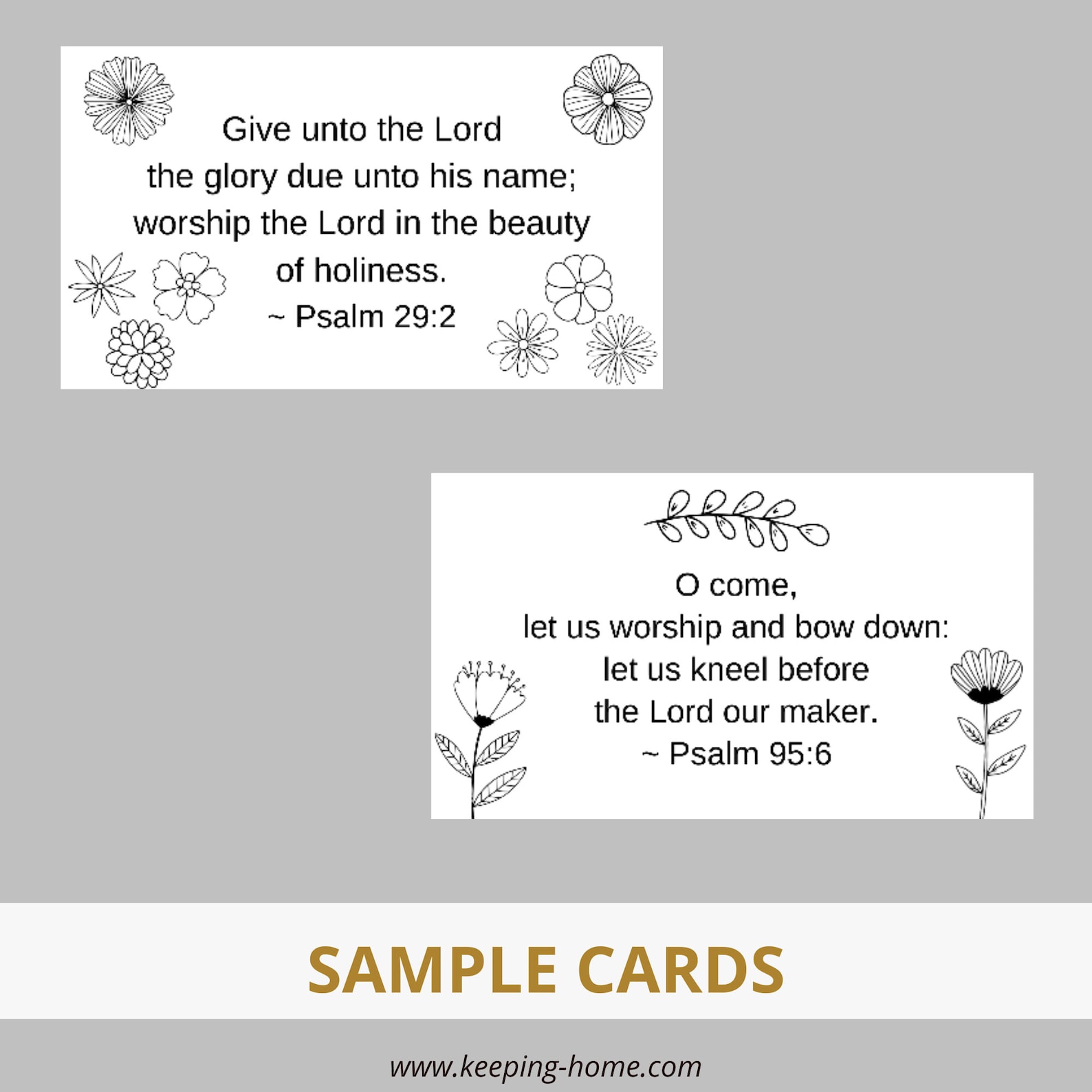 Worship Verses Bible Verse Cards | Set 1, 8 Verses | Colorable Floral ...