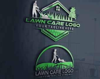 Logo doe-het-zelf gazononderhoud, aanpasbaar logo grasmaaier, logo canvas landschapsarchitectuur, tuinsnoeien, kant-en-klaar logo voor tuinieren en maaien