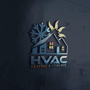 VVS-logotypdesign för värme- och kylföretag | AC-reparation, entreprenör och hemtjänstlogotyp