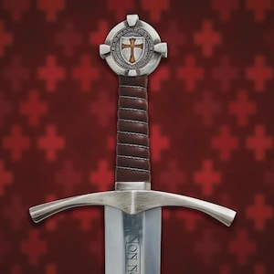 Handmade Knights Templar Sword: High Carbon Steel, Leather Scabbard