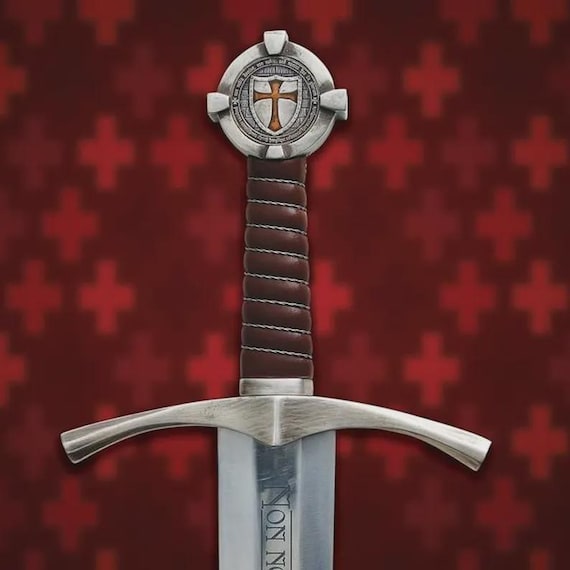 Knights Templar Sword: High Carbon Steel, Leather Scabbard - Historical Replica