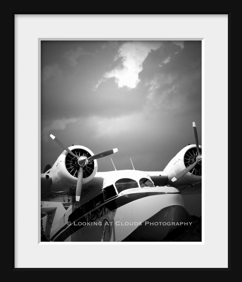 airplane art, airplane decor, aviation art, Grumman Goose photo, pilot gift, vintage airplane, amphibian image 2