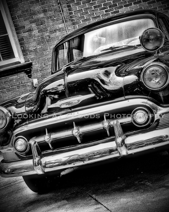 Classic Car Art Photo Chevy Bel Air Vintage Car Decor Noir Etsy