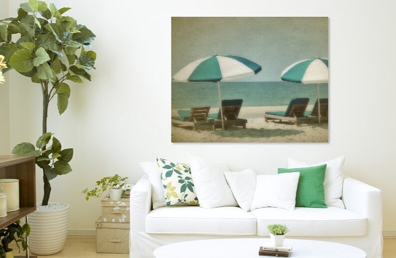 Vintage Style Beach Photo Umbrellas and Beach Chairs Relax Etsy