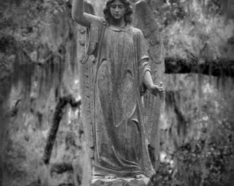 Cemetery Angel Art Photo, Bonaventure Sculpture, Savannah GA