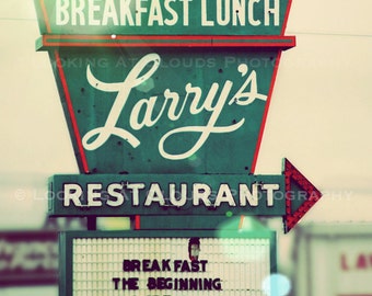 Larry's Restaurant, retro restaurant art photo, breakfast and lunch, kitchen kitsch, for foodies