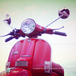Vespa, red Stella art photo, city chic wall decor, retro scooter print, mod decor, Italian scooter