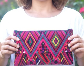 Guatemalan UPCYCLED huipil PURSE, Make Up Bag, HUIPIL Pouch