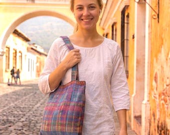 Handmade Vintage IKAT Textil TOTE Shopping BAG, Market Bag, Available In Multiple Colors