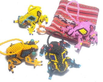 Beaded Frog Ornament: Czech Glass Keychain, Animal Lover Gift