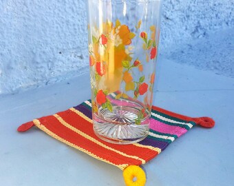 Handmade Guatemalan Cotton Coaster Set: Colorful Table Ornament