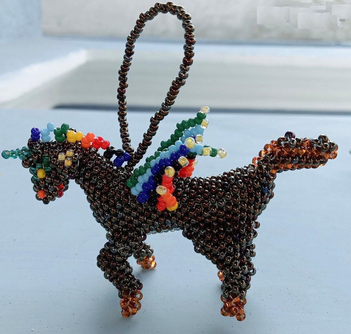 Beaded Unicorn Ornament: Czech Glass Beads, Handmade Guatemalan Gift