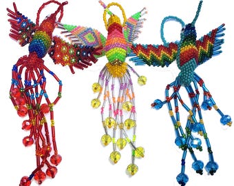 Beaded Hummingbird Ornament: Czech Glass, Fair Trade Mayan Art
