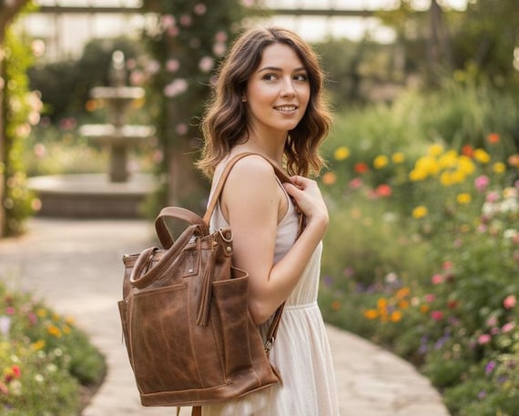 Beautiful leather crossbody or backpack purse Leather Crossbody Bag - Mini Lauren 6-in-1 Convertible main image 4