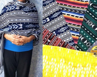 Handwoven Guatemalan Cotton Scarf: Rainbow Indigo Shawl Wrap