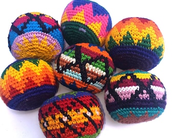 SMALL Guatemala Stress Relief Crocheted Cotton Hacky SACKS,  JUGGLING Balls Available In Multiple Options