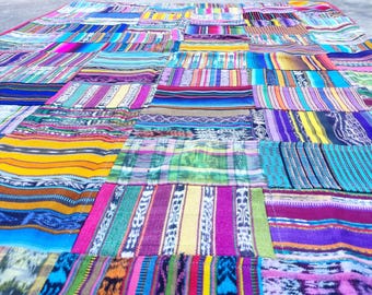 Colcha de retazos de algodón, manta tipo huipil guatemalteco