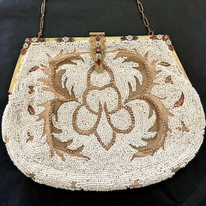 Vintage Beaded Evening Bag: Gold Frame Cloisonné Enamel Bridal Clutch
