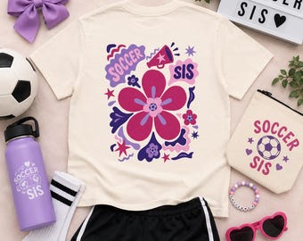 Fotbollssyster Blommigt Barntröja | Rosa Lila Fotbollströja