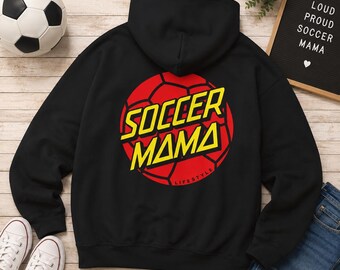 Sudadera con capucha Soccer Mama / Sudadera Soccer Mom - Gráfico de balón, amarillo y rojo retro