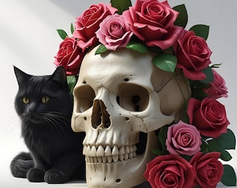 Blommig skalle Clipart-paket: Högupplösta PNG-designer (digital nedladdning)