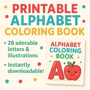 Alphabet Tracing & Coloring Book for Kids – A to Z Printable PDF | ABC Preschool Learning | Toddler Activity Workbook | Homeschool Resource