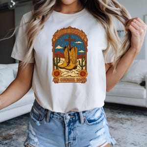 Bible Roots and Cowgirl Boots Comfort Colors Shirt - Western Christian Graphic Tee for Women Faith Country T-Shirt Jesus Lover Gift Cowgirl