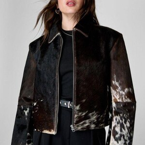 Herren Hair-On Rindsleder Lederjacke, Rodeo Western Vintage Mantel, einzigartige Cowboy Oberbekleidung