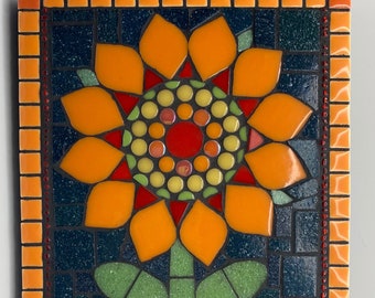 Sunflower Art, orange flower art, sunflower mosaic