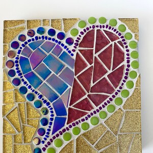 Heart art, mosaic asymmetrical heart, heart wall art
