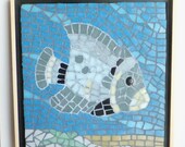 Mosaic Fish Wall Art, Beach cottage decor, Original Mosaic Art, Framed Art