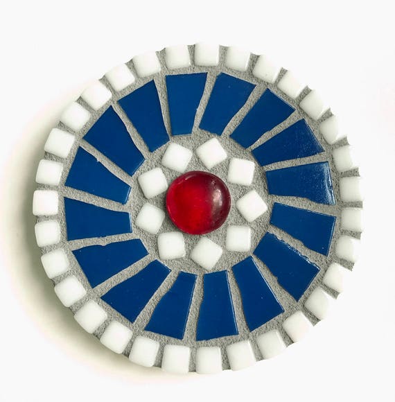 Mosaic wall decor red white and blue wall art. mosaic dot Etsy