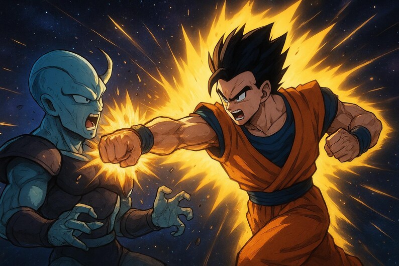 Dragon Ball Z Wall Art | Goku & Gohan Energy Attack Poster | Anime ...