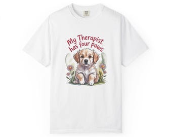 Therapy Dog T-Shirt, Mental Health Counselor Gift, Dog Lover Tee (Unisex)